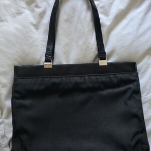 Vintage Gucci Black Leather Tote with Silver Accents